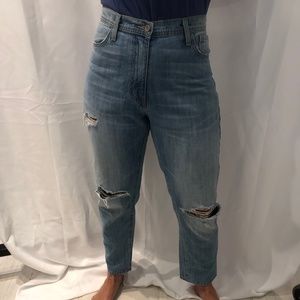 Flying Monkey Distressed Cropped Straight-Leg Jean